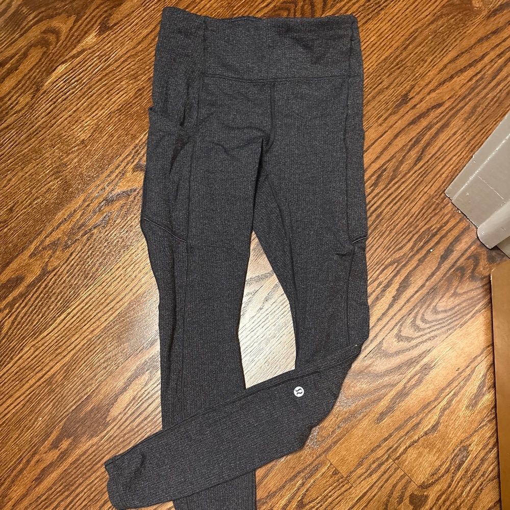 Lululemon High-Rise Leggings – Dark Heathered Charcoal/Black